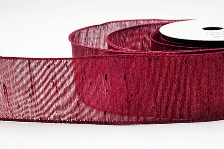 Bordeauxrood gestreept metallic geweven lint met ijzerdraad_KW0473GC-8-8